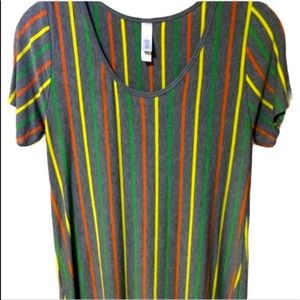 LuLaRoe Womens Small Top With Multi Colored Stripes On Grey Background
